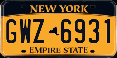 NY license plate GWZ6931