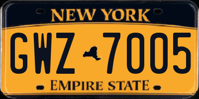 NY license plate GWZ7005