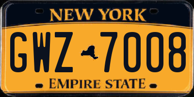 NY license plate GWZ7008