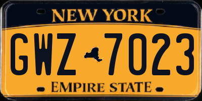 NY license plate GWZ7023