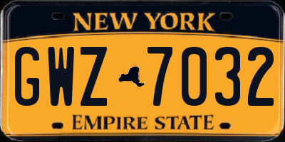 NY license plate GWZ7032