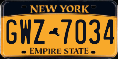 NY license plate GWZ7034