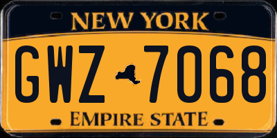 NY license plate GWZ7068