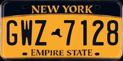 NY license plate GWZ7128