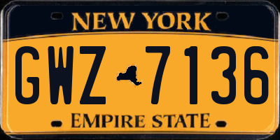 NY license plate GWZ7136