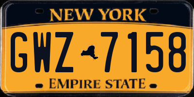 NY license plate GWZ7158