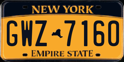 NY license plate GWZ7160
