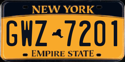 NY license plate GWZ7201