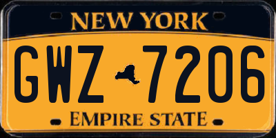 NY license plate GWZ7206