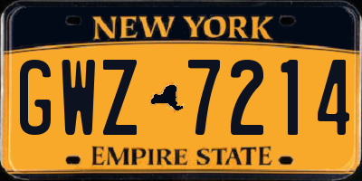 NY license plate GWZ7214