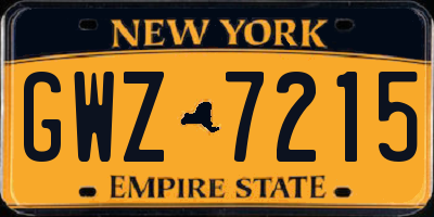 NY license plate GWZ7215