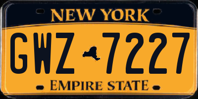 NY license plate GWZ7227
