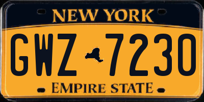 NY license plate GWZ7230