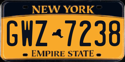 NY license plate GWZ7238