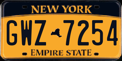NY license plate GWZ7254