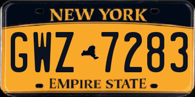 NY license plate GWZ7283