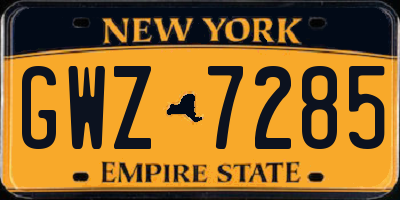NY license plate GWZ7285