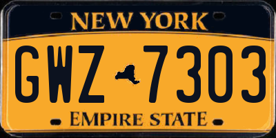 NY license plate GWZ7303