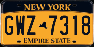 NY license plate GWZ7318