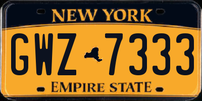 NY license plate GWZ7333