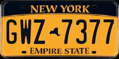NY license plate GWZ7377