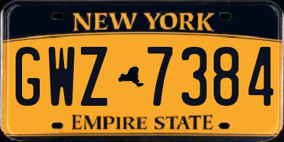 NY license plate GWZ7384