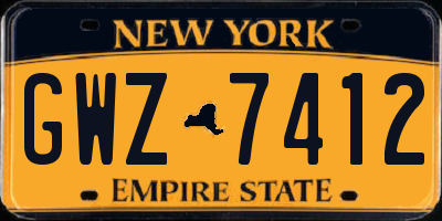 NY license plate GWZ7412