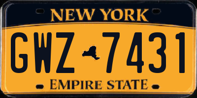 NY license plate GWZ7431