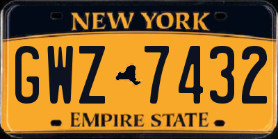 NY license plate GWZ7432
