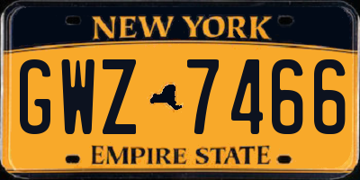 NY license plate GWZ7466