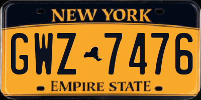 NY license plate GWZ7476