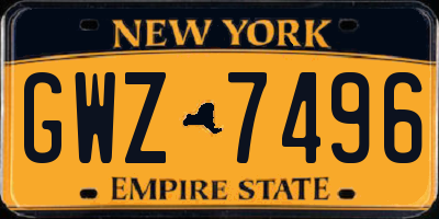 NY license plate GWZ7496