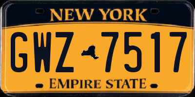 NY license plate GWZ7517