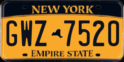 NY license plate GWZ7520