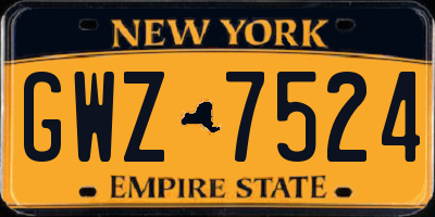 NY license plate GWZ7524