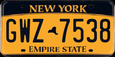 NY license plate GWZ7538