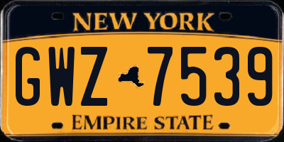 NY license plate GWZ7539