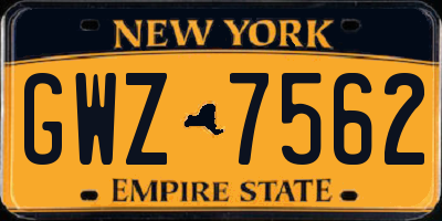 NY license plate GWZ7562
