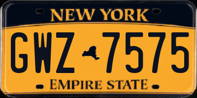 NY license plate GWZ7575