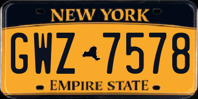 NY license plate GWZ7578