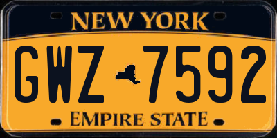NY license plate GWZ7592