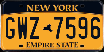 NY license plate GWZ7596