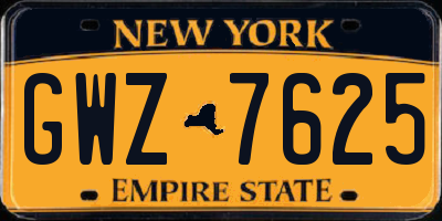 NY license plate GWZ7625