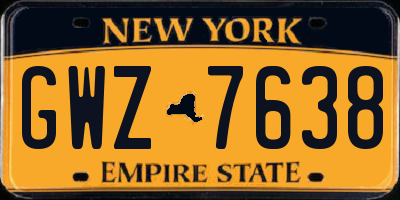 NY license plate GWZ7638