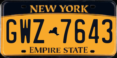 NY license plate GWZ7643