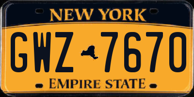 NY license plate GWZ7670