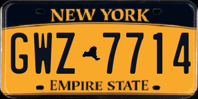 NY license plate GWZ7714