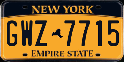 NY license plate GWZ7715