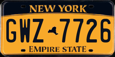 NY license plate GWZ7726