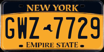 NY license plate GWZ7729